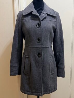 Braetan Single-Breasted Mid-Length Wool-Blend Peacoat In Charcoal Grey - Size S